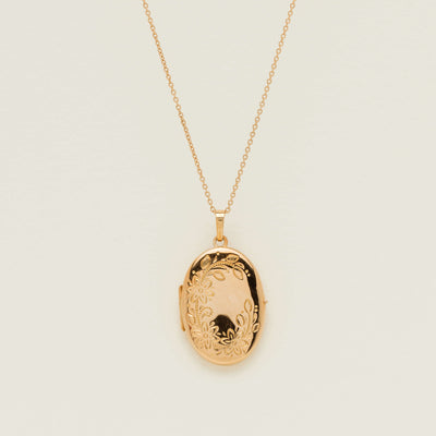Deja Vu 9ct Rose Gold Oval Locket with Chain - Necklace - Walker & Hall