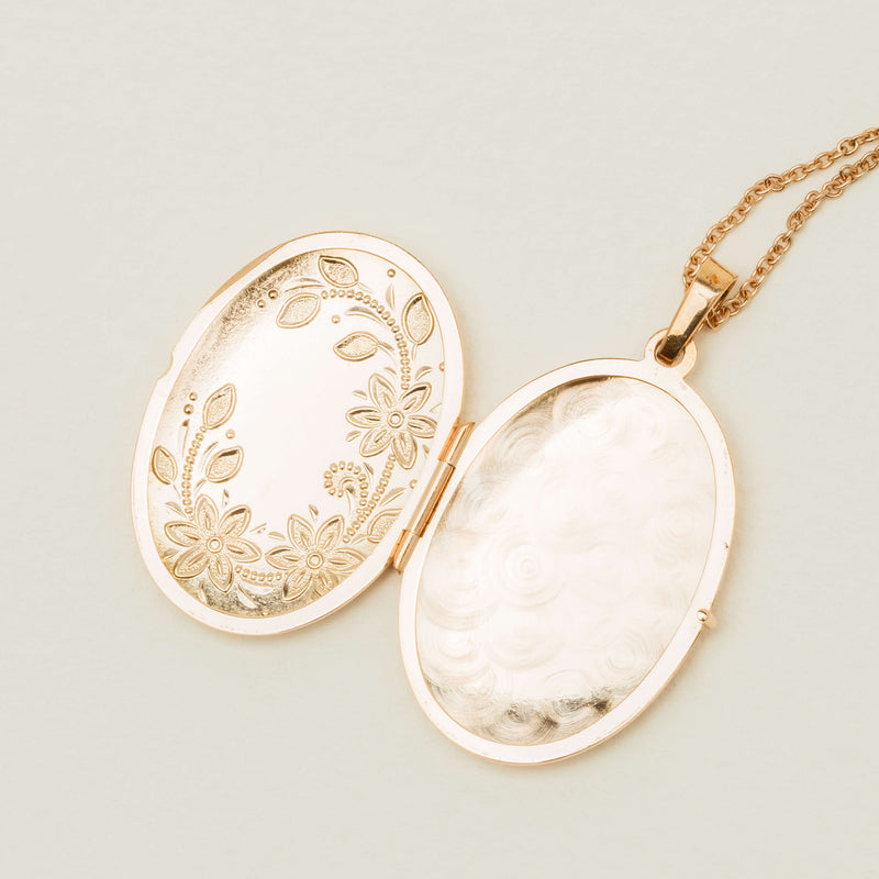 Deja Vu 9ct Rose Gold Oval Locket with Chain - Necklace - Walker & Hall