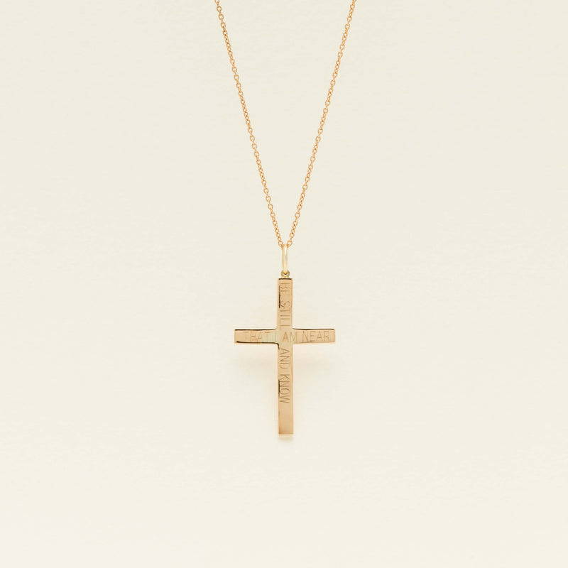 Deja Vu 9ct Rose Gold 'Psalm 46:10' Cross Pendant
