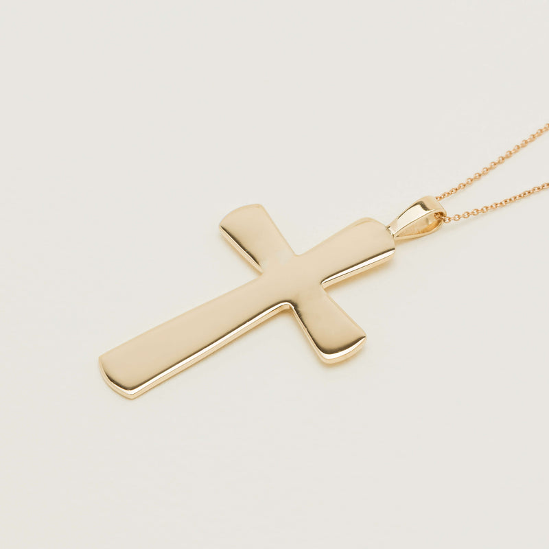 Deja Vu 9ct Yellow Gold Large Cross Pendant - Necklace - Walker & Hall