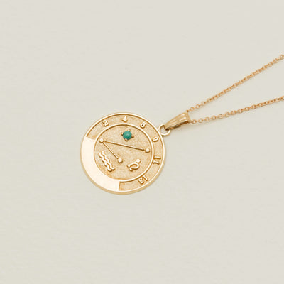 Deja Vu 9ct Yellow Gold Turquoise Aquarius Pendant - Necklace - Walker & Hall