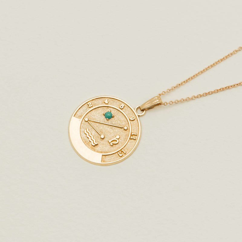 Deja Vu 9ct Yellow Gold Turquoise Aquarius Pendant - Necklace - Walker & Hall