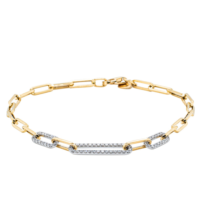 18ct Yellow & White Gold .29ct Diamond Link Bracelet-Bracelet-Walker & Hall