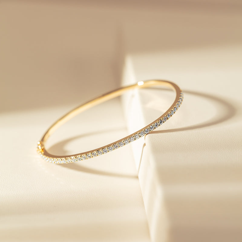 14ct Yellow Gold 1.52ct Diamond Luna Bangle-Bracelet-Walker & Hall
