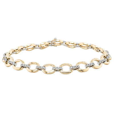 14ct Yellow Gold .50ct Diamond Oval Link Bracelet-Bracelet-Walker & Hall