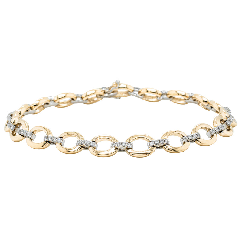 14ct Yellow Gold .50ct Diamond Oval Link Bracelet-Bracelet-Walker & Hall