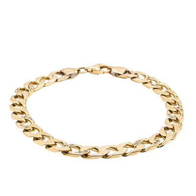 Deja Vu 9ct Yellow Gold .20ct Diamond Curb Bracelet-Bracelet-Walker & Hall