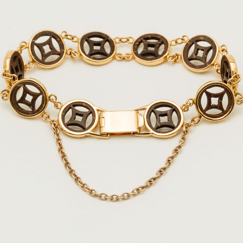 Vintage 22ct Yellow Gold Black Disc Bracelet - Bracelet - Walker & Hall