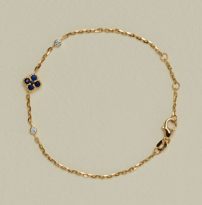 18ct Yellow Gold .25ct Sapphire & Diamond Quatrefoil Bracelet - Bracelet - Walker & Hall