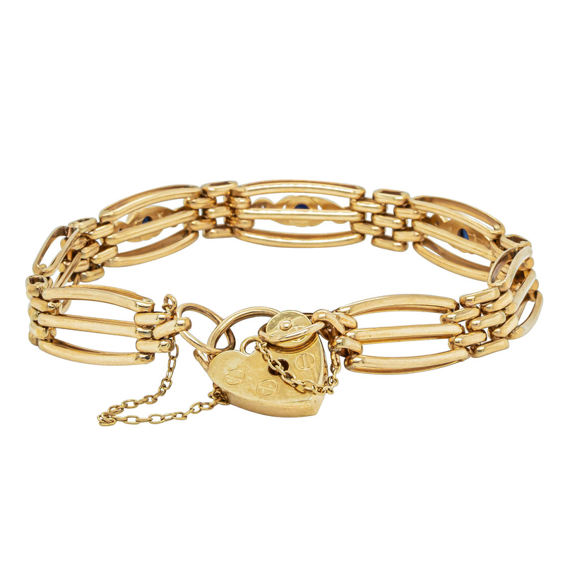 Deja Vu 9ct Yellow Gold Sapphire & Diamond Gate Bracelet - Bracelet - Walker & Hall