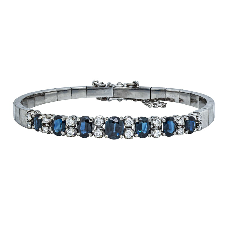 Vintage 18ct White Gold Sapphire & Diamond Bracelet