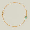 18ct Yellow Gold Emerald & Diamond Single Clover Bracelet