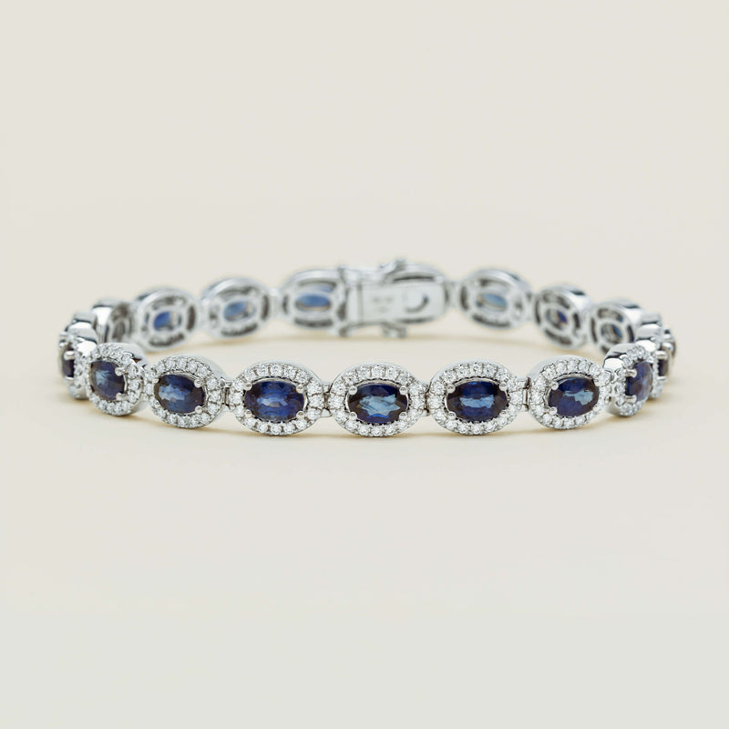 18ct White Gold 10.49ct Sapphire & Diamond Eclipse Bracelet