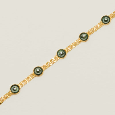 Deja Vu 18ct Yellow Gold Jade & Diamond Bracelet - Bracelet - Walker & Hall