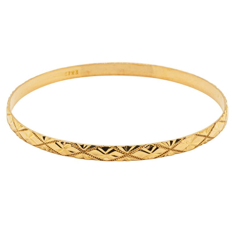Deja Vu 22ct Yellow Gold Patterned Bangle-Bracelet-Walker & Hall