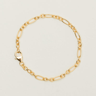 9ct Yellow Gold Oval Figaro Bracelet - Bracelet - Walker & Hall