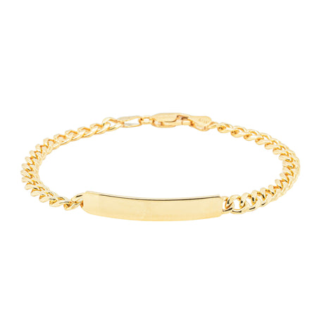 9ct Yellow Gold Curb Link ID Bracelet-Bracelet-Walker & Hall