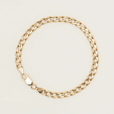 Deja Vu 9ct Yellow Gold Flat Curb Link Bracelet 20.5cm - Bracelet - Walker & Hall
