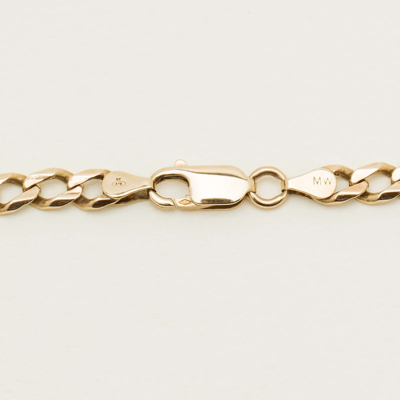Deja Vu 9ct Yellow Gold Flat Curb Link Bracelet 20.5cm - Bracelet - Walker & Hall