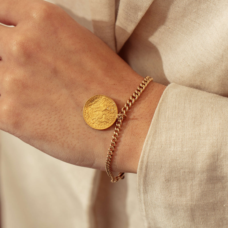 Deja Vu 9ct/24ct Yellow Gold Bracelet With Austro-Hungarian Coin - Bracelet - Walker & Hall