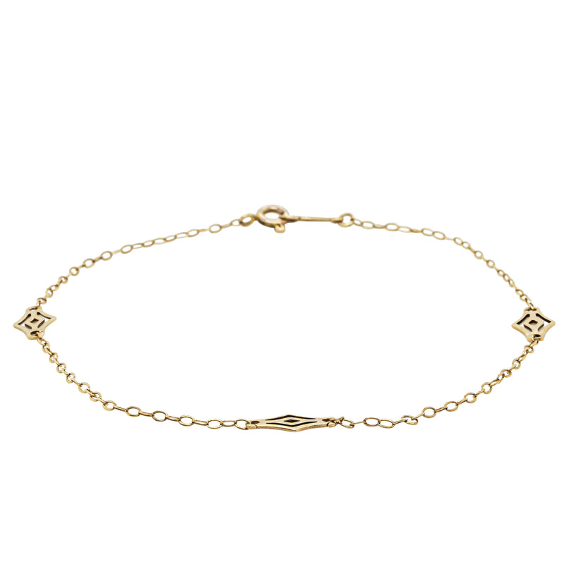 Deja Vu 10ct Yellow Gold Fancy Link Motif Bracelet - Bracelet - Walker & Hall