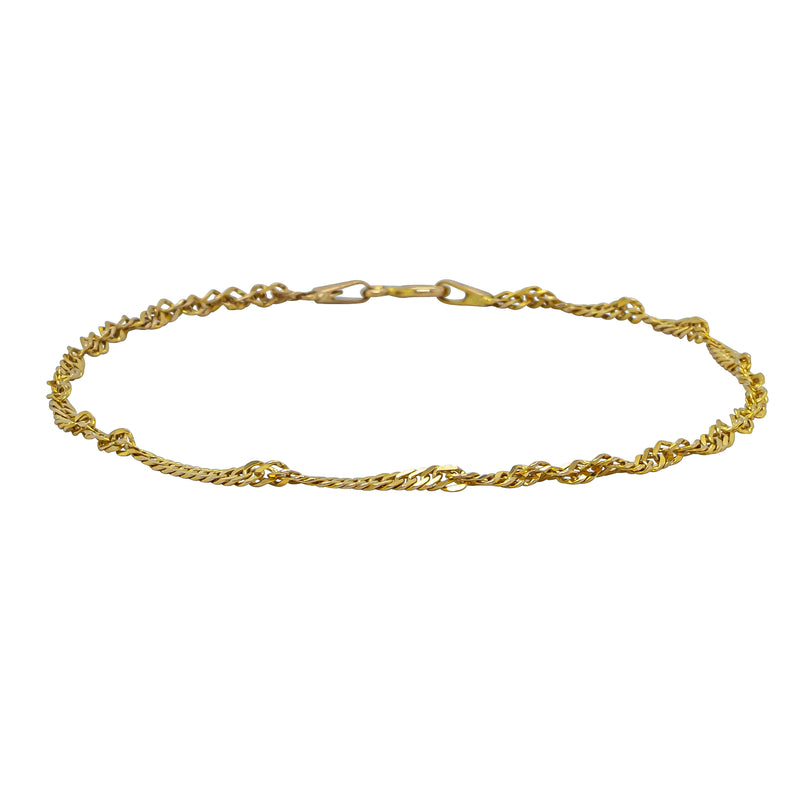 Deja Vu 9ct Yellow Gold Singapore Twist Link Bracelet - Bracelet - Walker & Hall