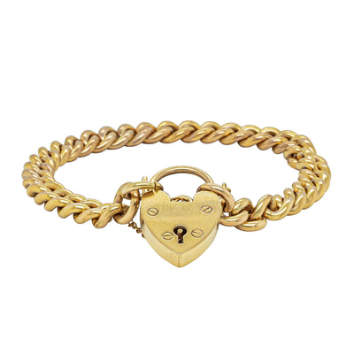 Deja Vu 9ct Yellow Gold Curb Link Bracelet with Padlock - Bracelet - Walker & Hall