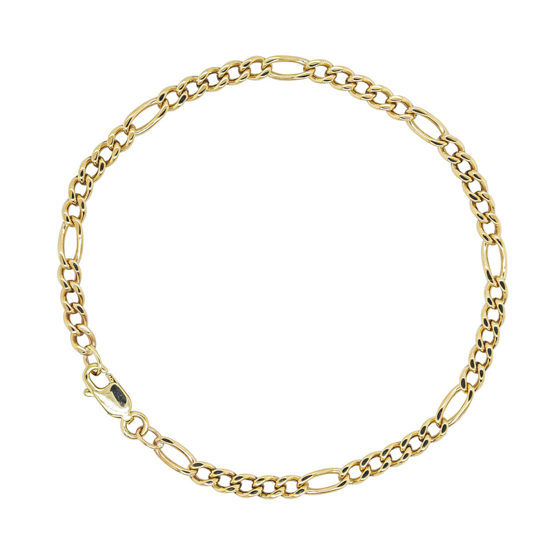 Deja Vu 9ct Yellow Gold Figaro Bracelet - 19cm - Bracelet - Walker & Hall