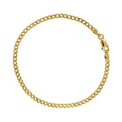 Deja Vu 9ct Yellow Gold Flat Curb Link Bracelet 19cm
