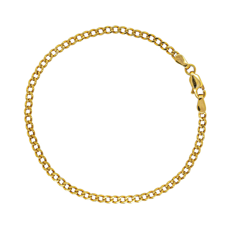 Deja Vu 9ct Yellow Gold Flat Curb Link Bracelet 19cm