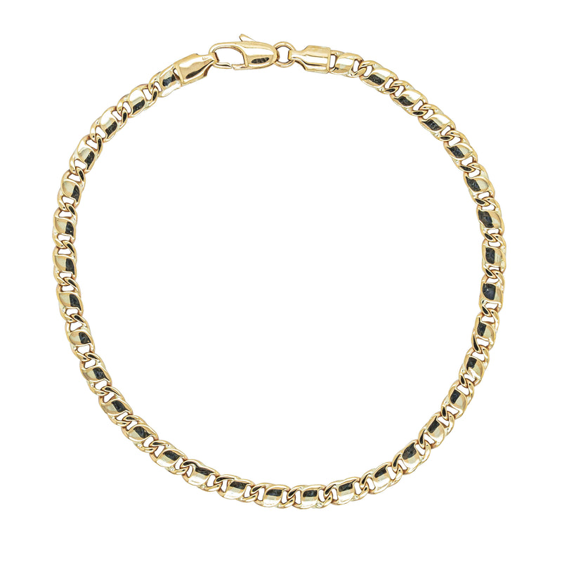 Deja Vu 9ct Yellow Gold Fancy Chain Link Bracelet 22cm - Bracelet - Walker & Hall