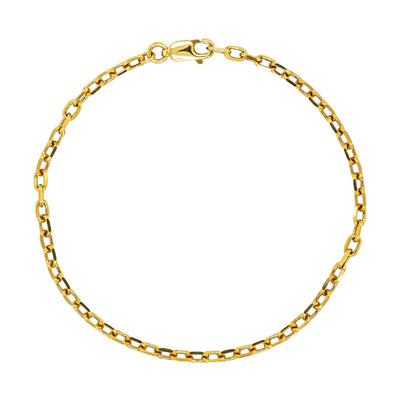 Deja Vu 9ct Yellow Gold Faceted Cable Link Bracelet 19cm - Bracelet - Walker & Hall