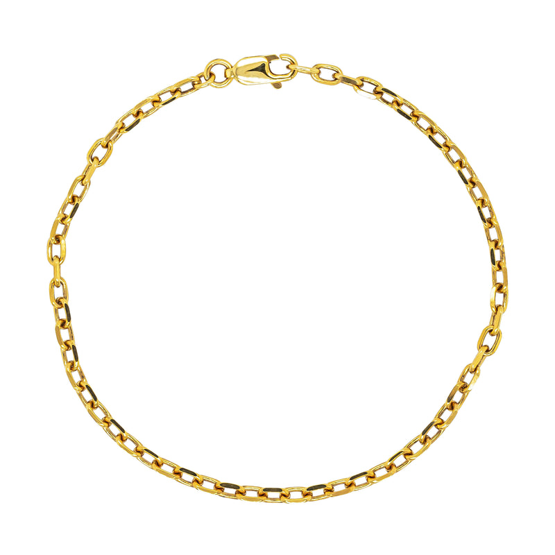 Deja Vu 9ct Yellow Gold Faceted Cable Link Bracelet 19cm - Bracelet - Walker & Hall