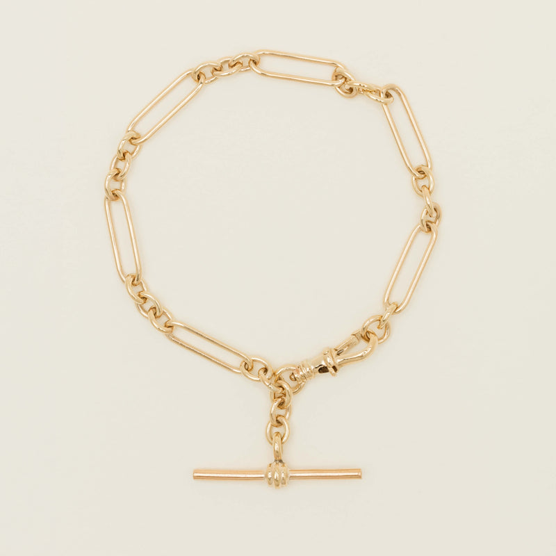 Deja Vu 9ct Yellow Gold Paperclip Fob Bracelet