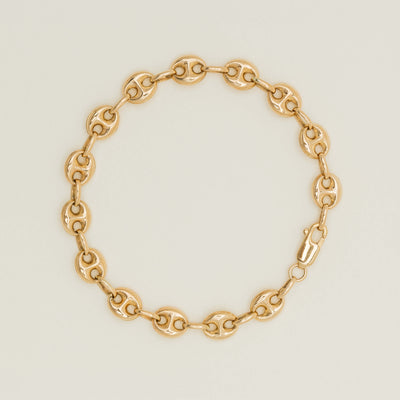 Deja Vu 9ct Yellow Gold Hollow Anchor Chain Bracelet - Bracelet - Walker & Hall
