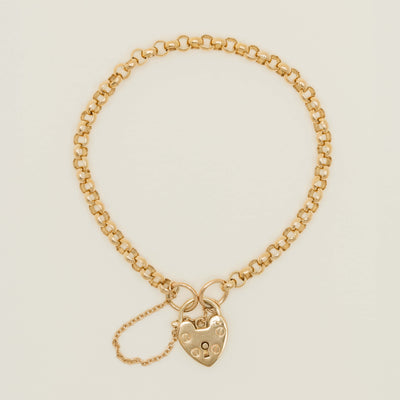 Deja Vu 9ct Yellow Gold Belcher Bracelet with Padlock - Bracelet - Walker & Hall