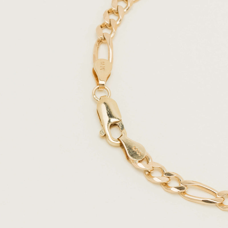 Deja Vu 9ct Yellow Gold Figaro Bracelet - 19cm - Bracelet - Walker & Hall
