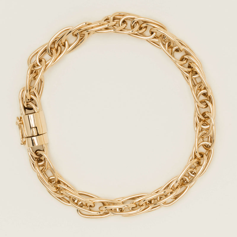 Deja Vu 9ct Yellow Gold Triple Cable Link Bracelet - Bracelet - Walker & Hall