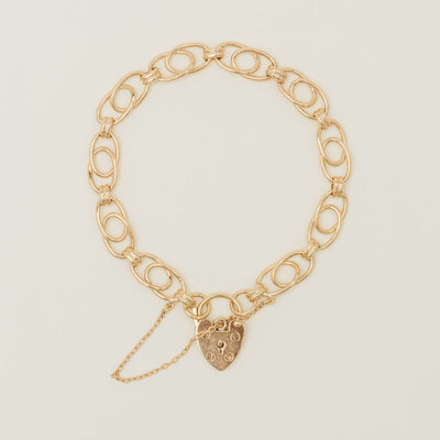 Deja Vu 9ct Yellow Gold Fancy Link Bracelet with Padlock - Bracelet - Walker & Hall