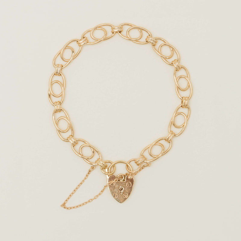 Deja Vu 9ct Yellow Gold Fancy Link Bracelet with Padlock - Bracelet - Walker & Hall
