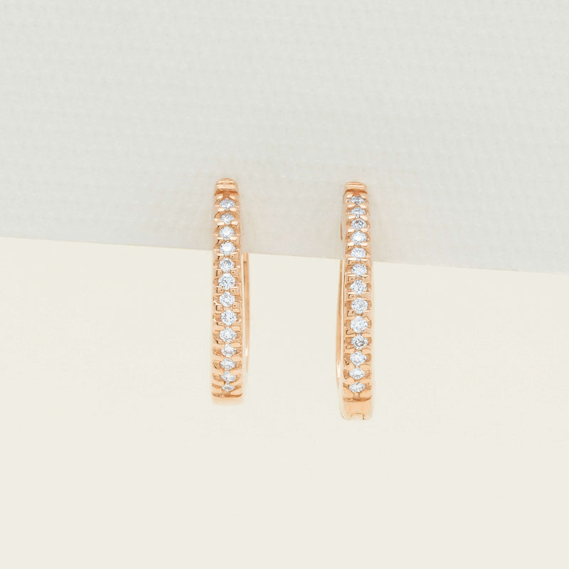 9ct Rose Gold Diamond Huggie Earrings - Earrings - Walker & Hall