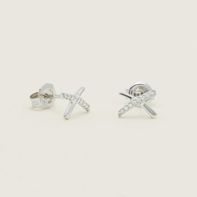 9ct White Gold Diamond Kiss Earrings - Earrings - Walker & Hall