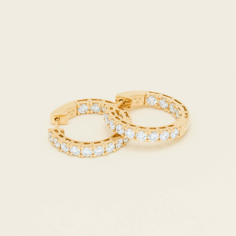 18ct Yellow Gold 2.00ct Diamond Jubilee Hoop Earrings - Earrings - Walker & Hall
