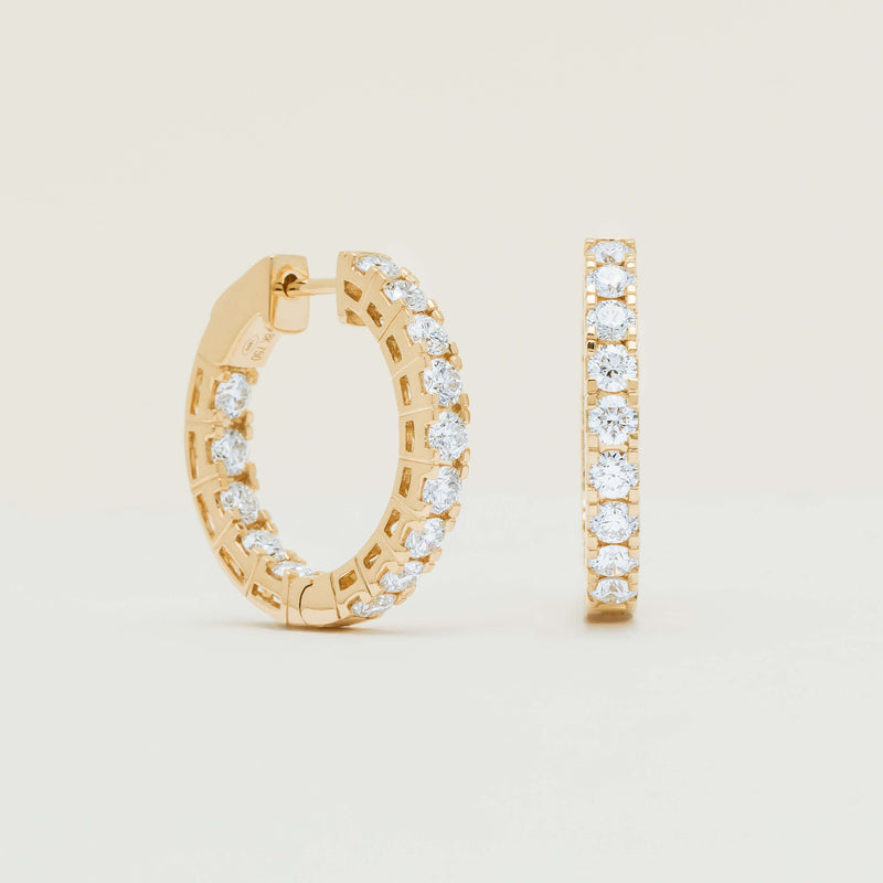 18ct Yellow Gold 2.00ct Diamond Jubilee Hoop Earrings - Earrings - Walker & Hall