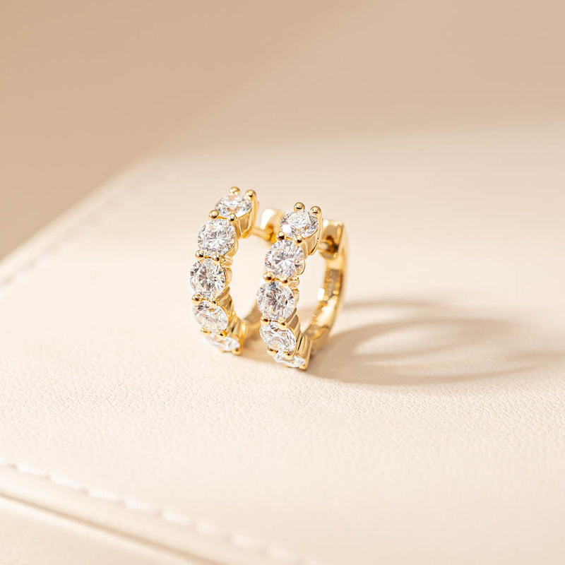 18ct Yellow Gold Diamond Panorama Hoop Earrings-Earrings-Walker & Hall