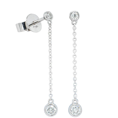 18ct White Gold .27ct Diamond Drop Earrings-Earrings-Walker & Hall