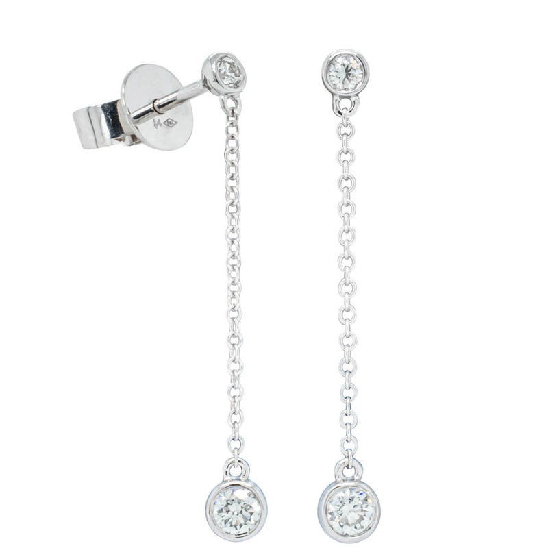 18ct White Gold .27ct Diamond Drop Earrings-Earrings-Walker & Hall