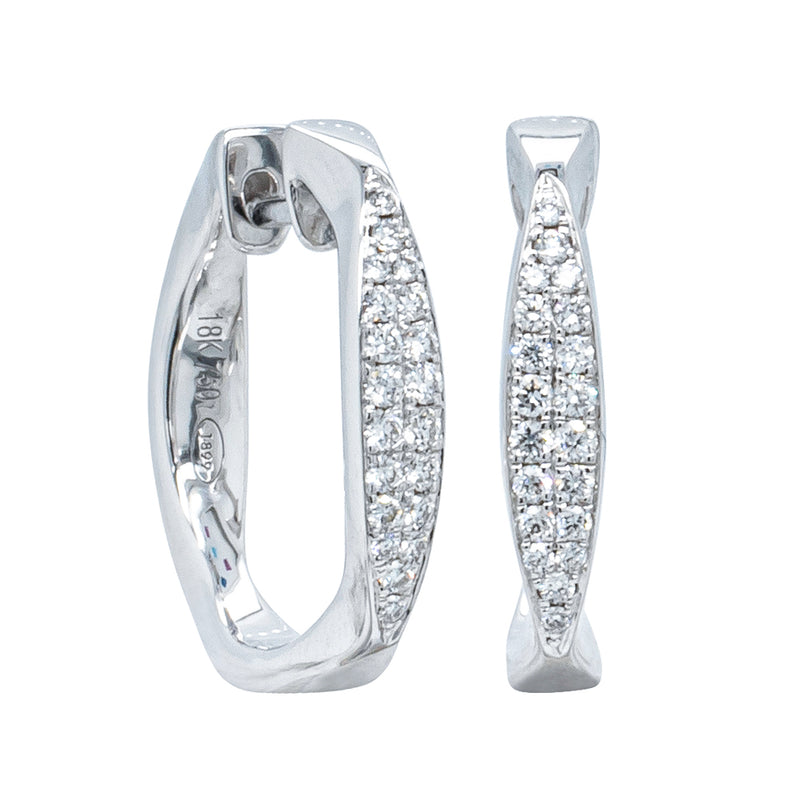 18ct White Gold .20ct Diamond Eos Hoop Earrings-Earrings-Walker & Hall