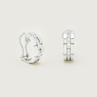 Deja Vu 18ct White Gold Chimento Diamond Hoop Earrings - Earrings - Walker & Hall