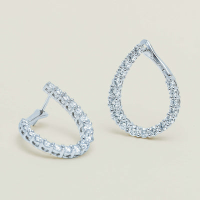 18ct White Gold 2.16ct Diamond Elise Swirl Hoop Earrings - Earrings - Walker & Hall